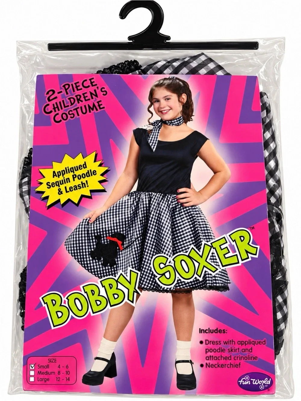 Halloween Black & White Gingham Poodle Kids Halloween Costume Dress